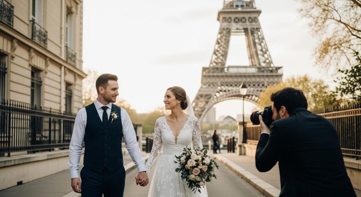 Photographe capturant des moments émouvants lors d'un mariage à Paris