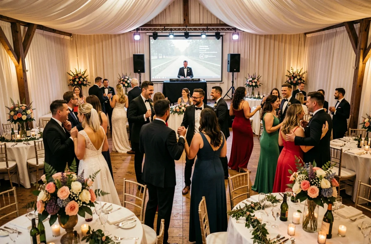 DJ de mariage dans le Nord animant une piste de danse lors d'une réception festive