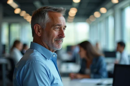Homme d'affaires discret regardant une femme au bureau