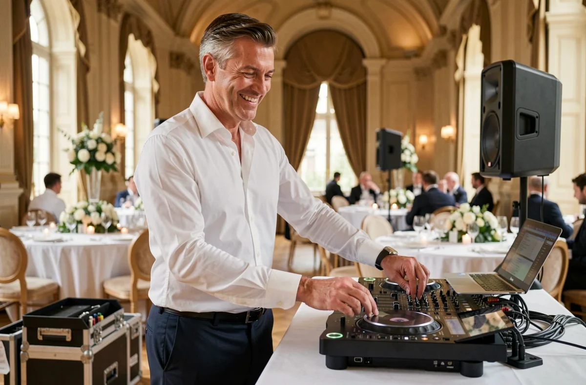 Jerry Wallis DJ de mariage performant lors d'une réception élégante dans le Nord de la France